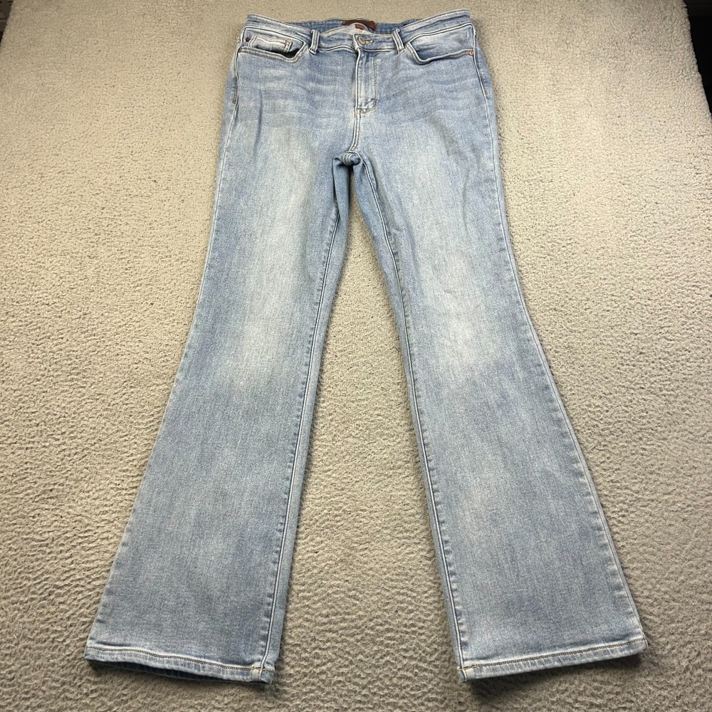 Judy Blue Women Light Wash Mid Rise Warm Brushed ThermaDenim Bootcut Jeans 15/32